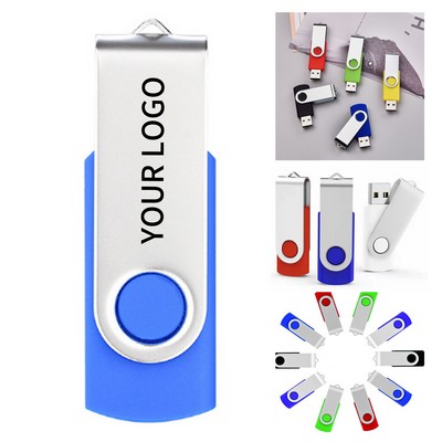 Metal Clip Rotate USB Flash Drive 2GB Storage Capacity