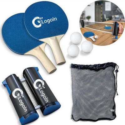 Portable Table Tennis Set with Retractable Net,Rackets,Balls
