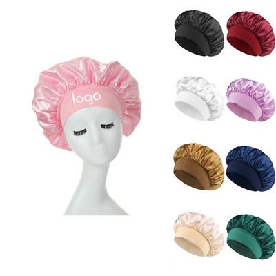 Solid Color Wide Band Elastic Adult Sleep Cap