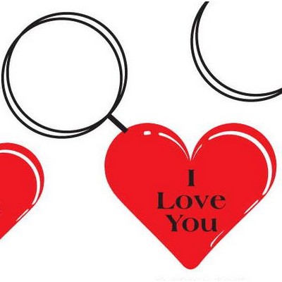 Heart Key Chain w/Clear Mirrored Back (3 Square Inch)