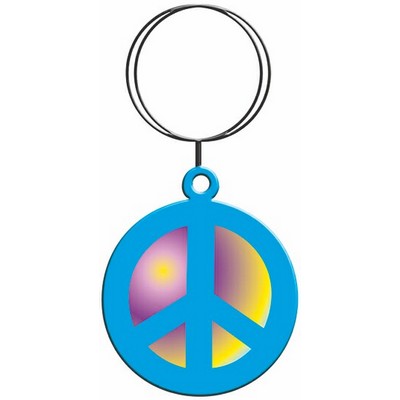 Peace Sign Key Chain w/Clear Mirrored Back (6 Square Inch)