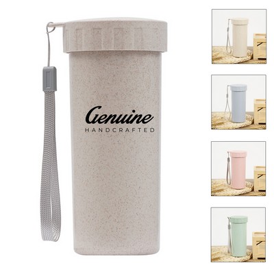 14oz Eco-friendly Wheat Fiber Beverage Tumbler with Wrist Strap