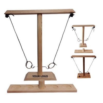 Desktop Wood Ring Toss Game 9.8" Length x 3.9" Width x 11" Height