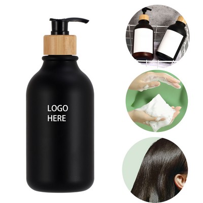 500ML Bamboo Pump Soap Dispenser Set Black For Kitchen & Bathroom