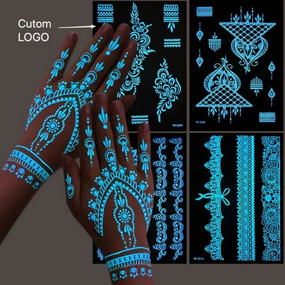 Glow in the Dark Henna Lace Temporary Tattoo
