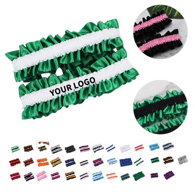 Ruffled Sleeve Garter Pair Elastic Strap 4.7"