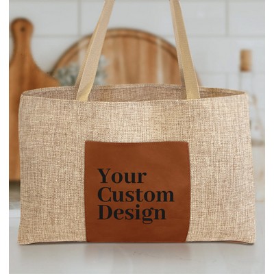Laserable Rawhide Leatherette Burlap Gasset Bag