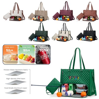 Lunch Tote Bag for Women, Laptop Bag with Insulated Lunch Compartment