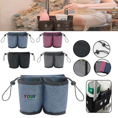 6.6" Luggage Travel Cup Holder Free Hand Drink Carrier - Hold Two Coffee Mugs
