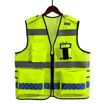 Soft Breathable Reflective Safety Vest w/ Pockets