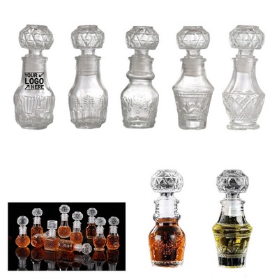 Mini Crystal Glass Liquor Decanters with Stopper – Vintage Refillable Bottles for Spirits or Perfume