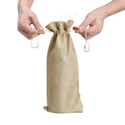 The linen wine bag set imitating linen red wine packaging bag champagne grape wine gift linen red wi