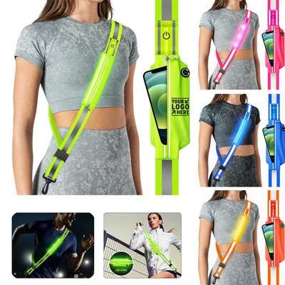 Walking At Night Safety Gear High Visibility Rechargeable LED Reflective Belt Sash