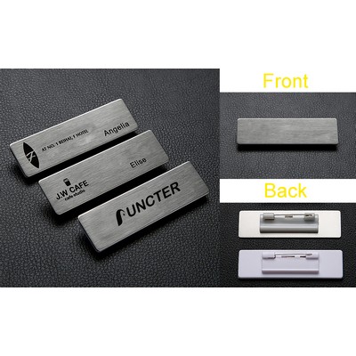 Professional Aluminum Alloy Name Tags Nameplate Badge with Safety Pin #4
