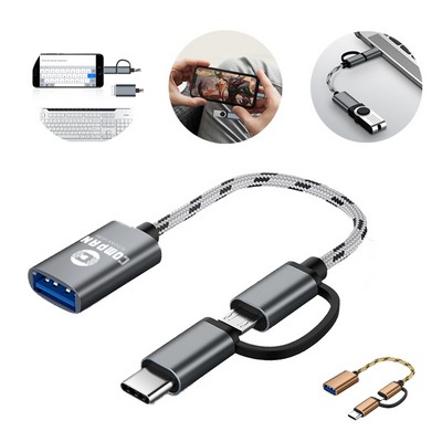 Multi-Function USB to Type-C Adapter with Braided Cable