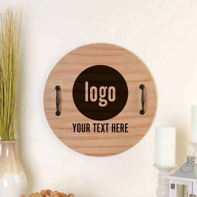 Personalized Corporate Logo Round Tray with Handles