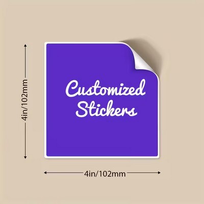 500pcs Custom Square Self-Adhesive Stickers & Labels 4''X4''