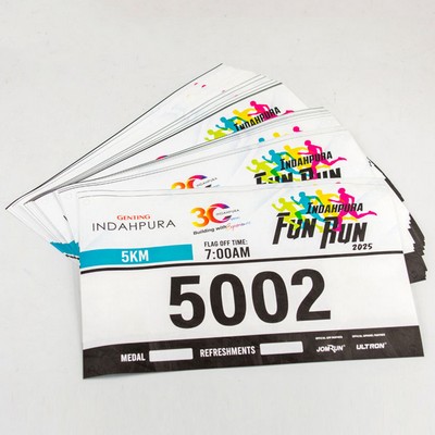 Custom 9.1" x 7.1" Waterproof Paper Running Race Bib for Marathon with Safety Pins