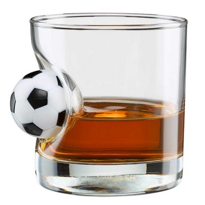 Soccer Ball Embedded Rocks Glass