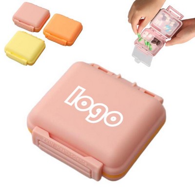 Portable Solid Color Six-Compartment Moisture-Proof Pill Box