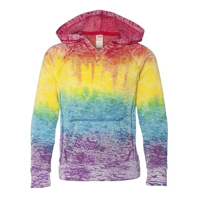 Youth Courtney All Over Burnout Fleece V-Notch Hoodie