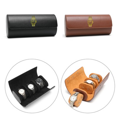 Triple Slot PU Leather Watch Roll Case