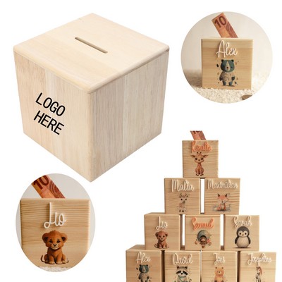 Modern Minimalist Customizable Wooden Money Bank