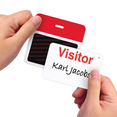 TEMPbadge 2-Part Expiring Badge FRONT PART, Hand-Writable, Visitor, 1/2-Day