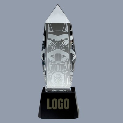 Small Optical Crystal Liberty Obelisk Award with Crystal Base