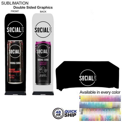 48Hr Quick Ship - Event package, 2'W Fabric banner and Premium 6' tablecloth open back