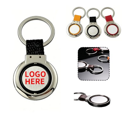 Compact Dual-Tone Circular Spinner Keyring