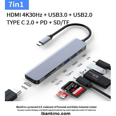 iBank ® 7" 1 USB-C Hub Type C HDMI Adapter