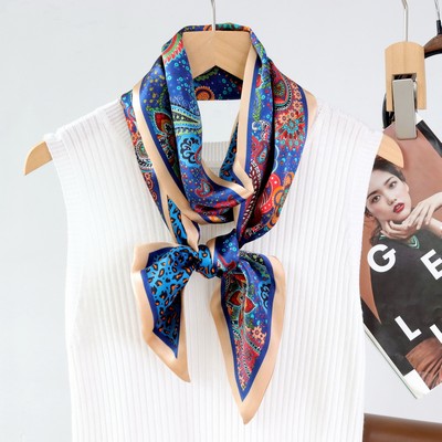 Custom 5.9" x 57" 100% Silk Long Scarf Double Sides Silk Hair Wrap