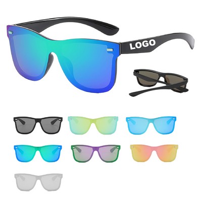 Rimless Mirrored One Piece Lens Sunglasses