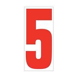 Red On White Number 5 Vinyl Sticker