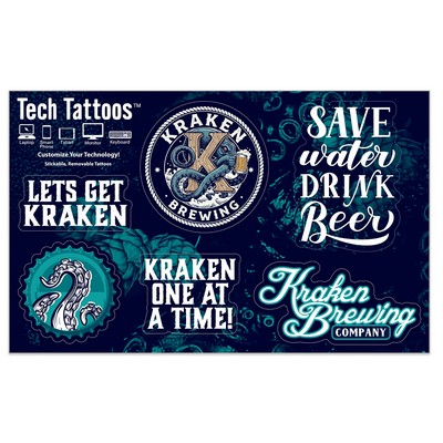 Tech Tattoo™ | Custom Shapes | 5" x 8" Sheet | White Vinyl