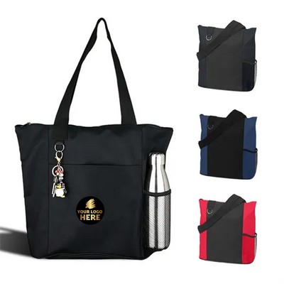 Stylish Nylon Zip-Top Shopper Tote