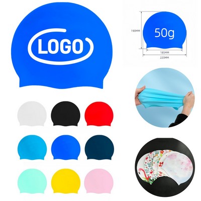 Unisex Solid Color Silicone Swim Cap for Adult