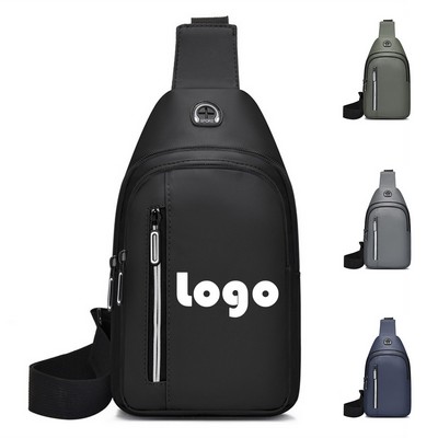 Daily Crossbody Bags Sling Backpack Oxford Chest Bag With Earphone Hole