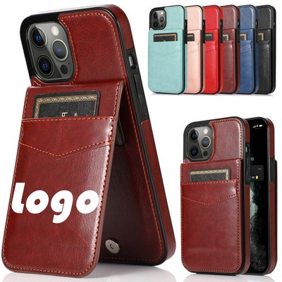 PU Leather Card Holder Phone Case With Phone Stand
