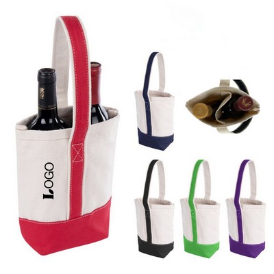 2 Bottle Wine Canvas Tote Bag