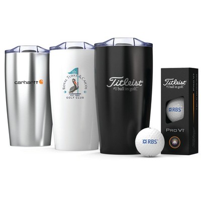 Titleist® 3-Ball Pro V1 Golf Balls & 20 Oz. Custom Tumbler Gift Set