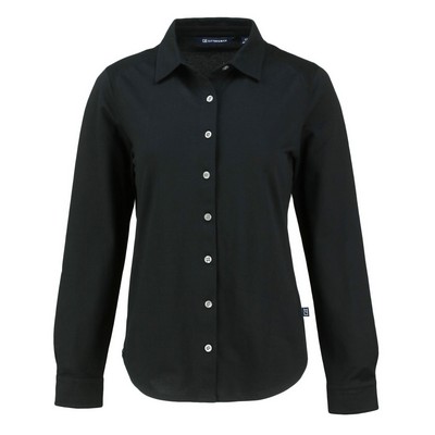 Cutter & Buck Advantage Recycled Cotton-Blend Pique?Womens?Long Sleeve Button?Down Shirt