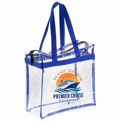Clear Zippered Box Stadium Game Tote Bag- 12" x 12"x 6"