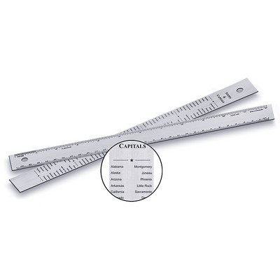12" US States and Capitals Aluminum Reference Ruler
