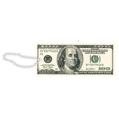 Hundred Dollar Bill Promotional Key Chain w/ Black Back (2 Square Inch)