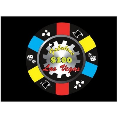 Las Vegas $100 Poker Chip Rectangle Badge w/ Bar Pin (2"x3")