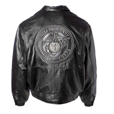 Unisex Embossed Leather Bomber Jacket
