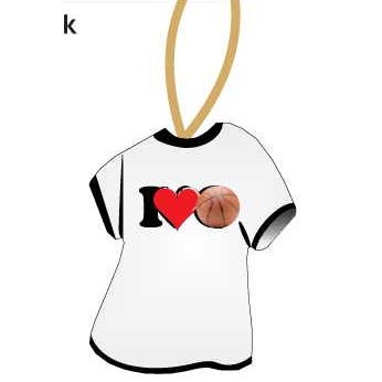 I Love Basketball Promotional T-Shirt Ornament w/ Black Back (4 Square Inch)