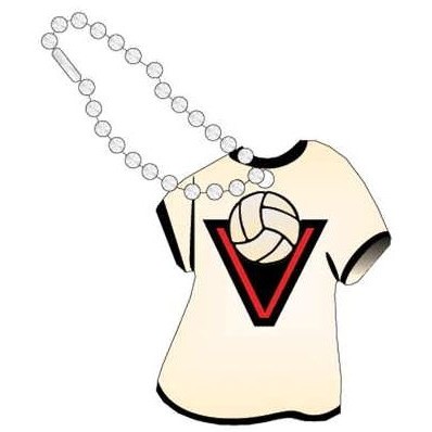 Volleyball in "V" Promotional T-Shirt Key Chain w/ Black Back (4 Square Inch)